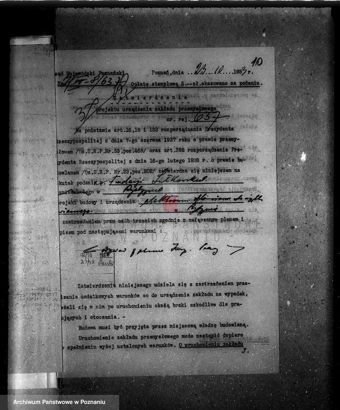 Obraz 14 z jednostki "Zatwierdzenie zakładu przemysłowego /elektrowni/ Fundacji Sułkowskich w Rydzynie"