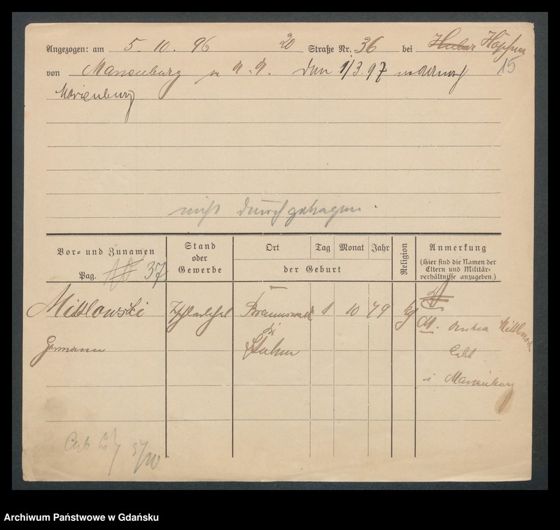 image.from.unit.number "Karty meldunkowe: Mittelsteiner - Modt"