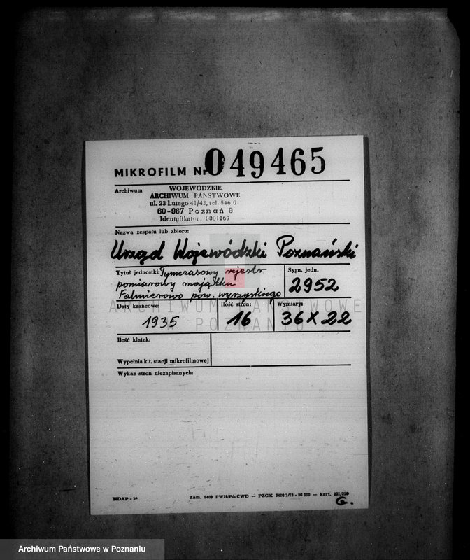 Obraz 2 z jednostki "Tymczasowy rejestr pomiarowy majątku Falmierowo powiatu wyrzyskiego"