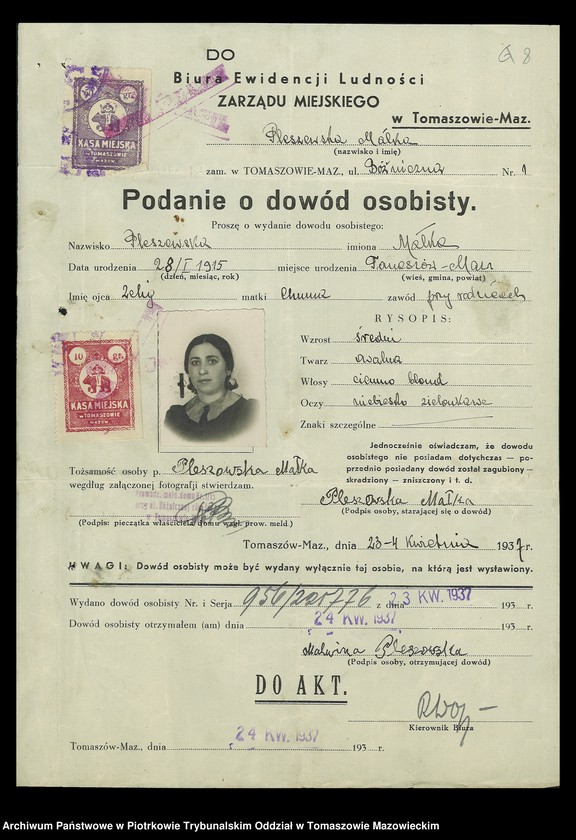 image.from.unit.number "Dowodów osobistych od nr 951 do 1100. Tom VII"