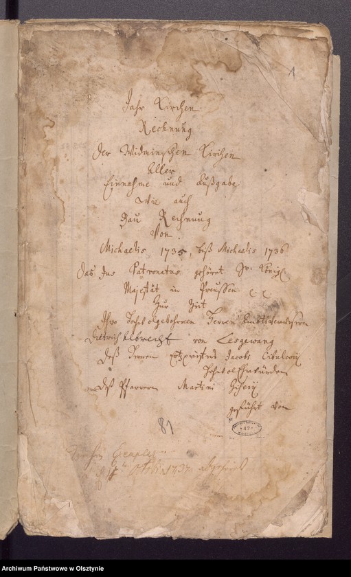 image.from.unit.number "Jahr Kirchen Rechnung der Widminschen Kirchen aller Einnahme und Ausgabe wie auch Bau-Rechnung"