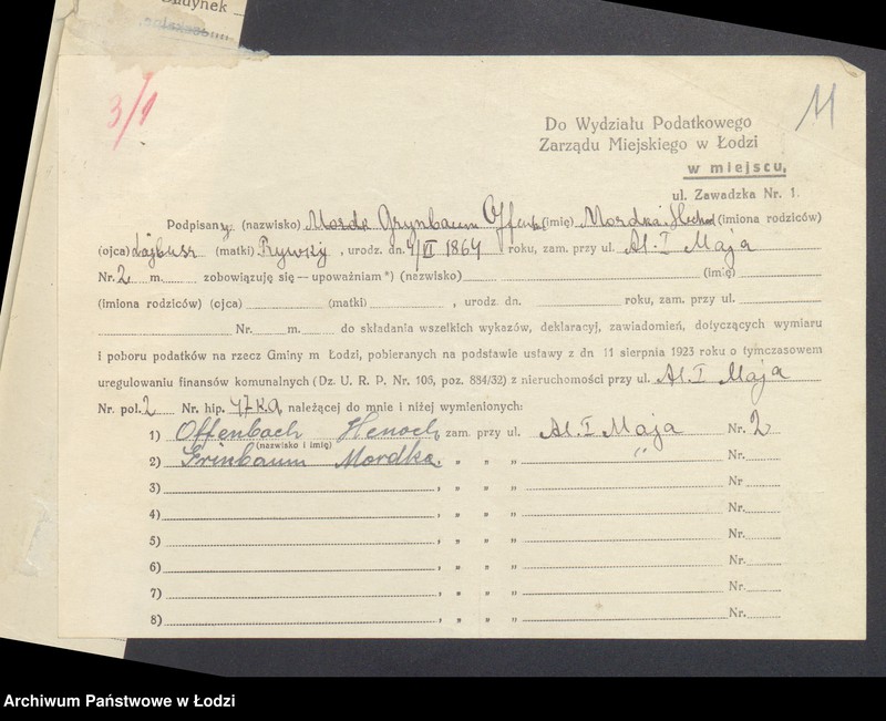 image.from.unit.number "Księga inwentarzowa nieruchomości m. Łodzi al. 1 Maja"