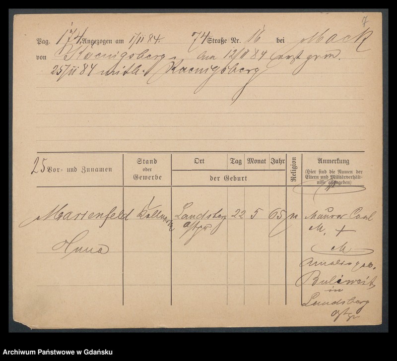 image.from.unit.number "Karty meldunkowe: Marienfeld - Markowz"