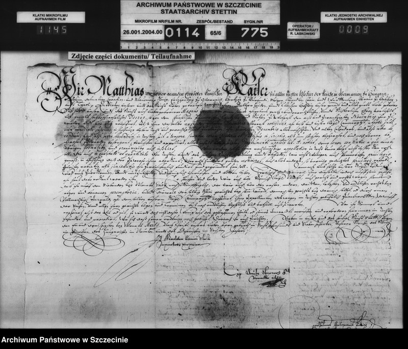 image.from.unit.number "Magnus v. Horn zu Ranzin / Joachim v. Behr zu Schlagtow, Balzer v. Heyden zu Kartlow und Klaus v. Holstein [Holste] zu Passow: Bürgerschaftsschuld, Einweisung in den Hornschen Hof. Zu Büssow."