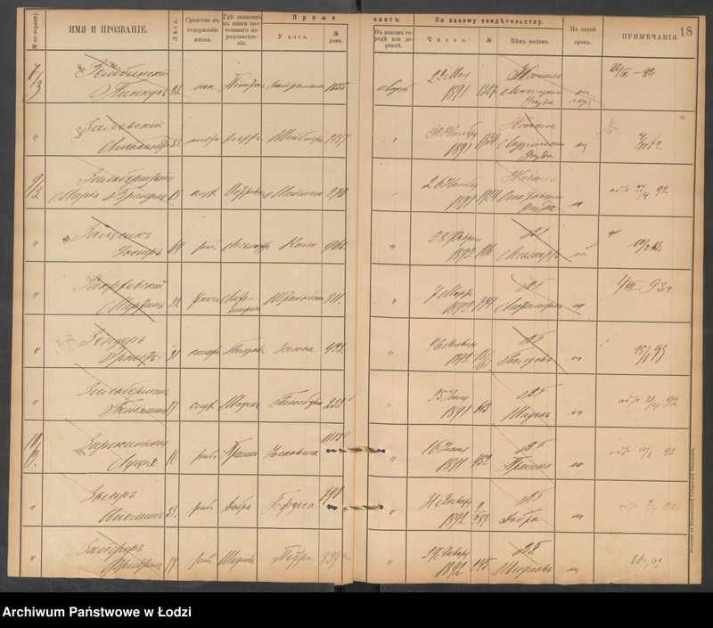 Obraz 20 z jednostki "[Księga ludności niestałej m. Łodzi lit. Z]"
