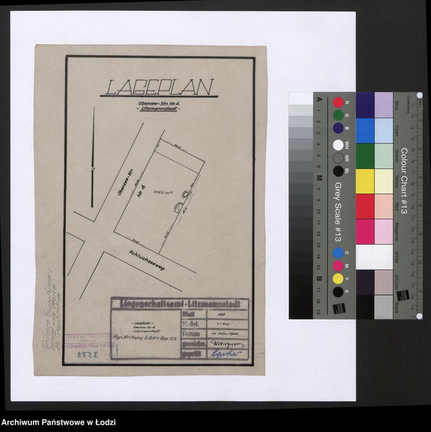 Obraz 1 z jednostki "Lageplan Obersee-Strasse Nr 4 Litzmannstadt"
