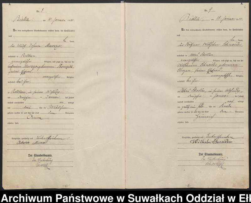 image.from.unit.number "Geburts-Haupt-Register des Königlichen Preussischen Standes-Amtes Belzonzen Kreis Johannisburg"