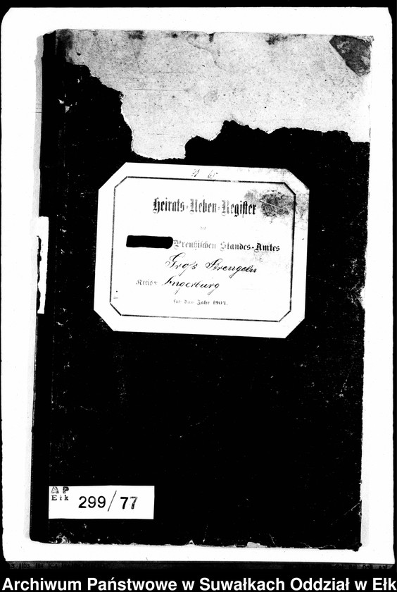 image.from.unit.number "Heirats-Neben-Register des Preussischen Standes-Amtes Gross Strengeln Kreis Angerburg"