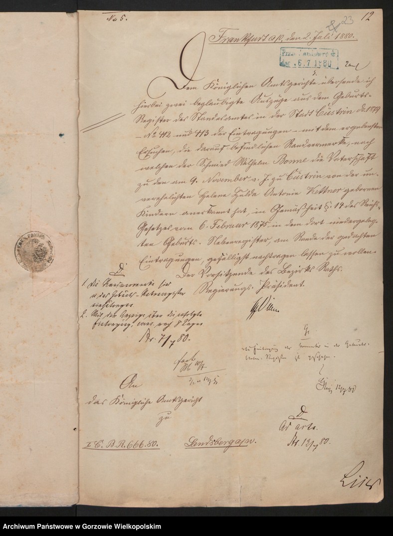 image.from.unit.number "Nebenregister des Standesamts zu Küstrin"