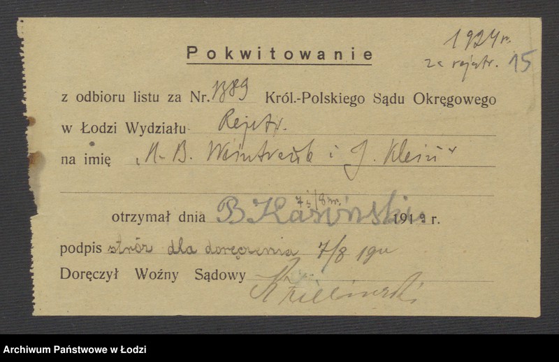 Obraz 17 z jednostki "Hersz Ber Weintraub, Icek Klein- sprzedaż i kupno skór"