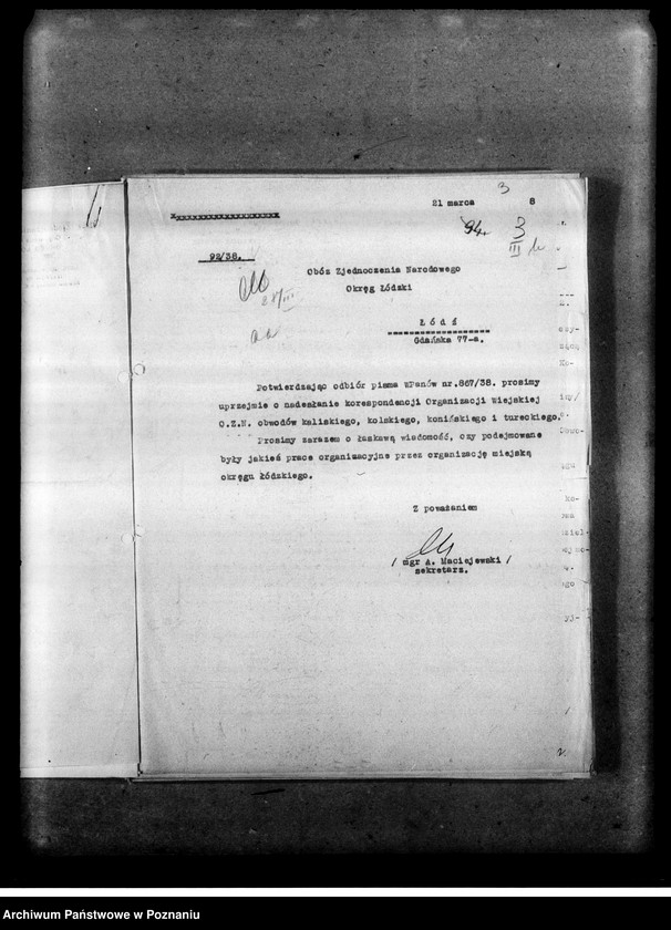 Obraz 6 z jednostki "Materiały programowe Obozu Zjednoczenia Narodowego - odezwy, korespondencja w sprawach organizacyjnych i personalnych"