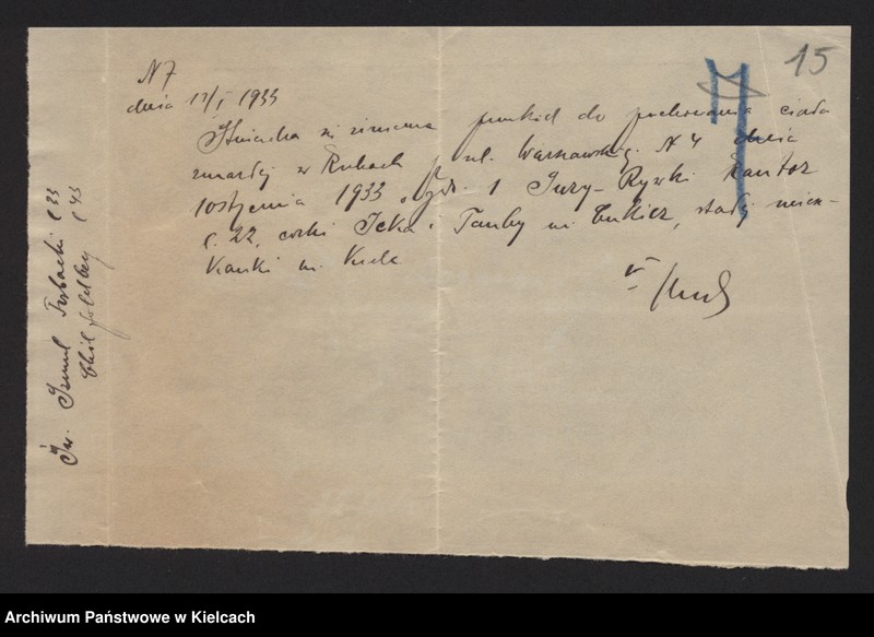 image.from.unit.number "Załączniki do akt zgonu Okręgu Bożniczego Kielce za rok 1933"