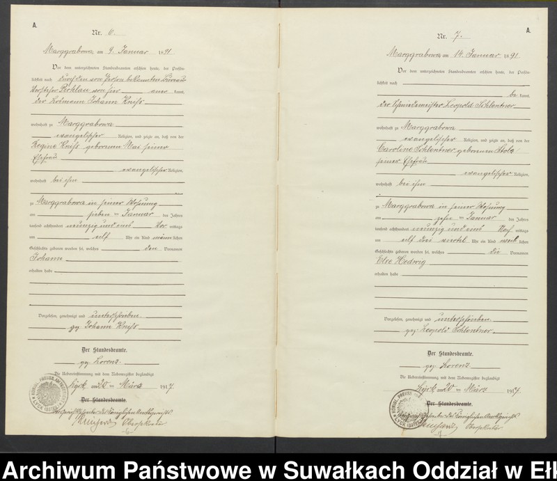 image.from.unit.number "A1.Geburts-Register [Haupt-Register] Standesamt Stadtgemeinde Marggrabowa No.1 bis 144"