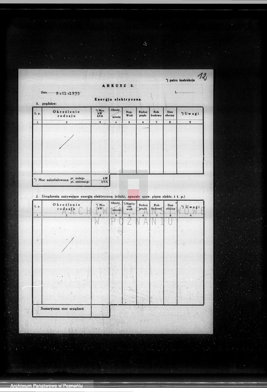 Obraz 17 z jednostki "Kwestionariusz Gazowni Miejskiej w Milosławiu powiat wrzesiński"