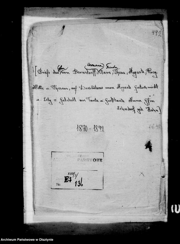 image.from.unit.number "/Die Familien Berstorff- Dreilützow, A., Hermann, Clara, Auguste, Frieda, Percy u. Thesäus sowie Gusti u. Cecilie Gutschmid u. Lily Gustedt an die Tante Anna Lehndorff geb. Gfin Hahn/"