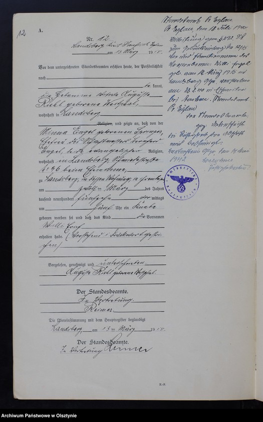 image.from.unit.number "Geburts-Neben-Register Nr 1 - 45 [ Księga urodzeń - wtóropis ]"