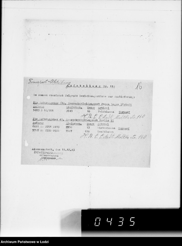 Obraz 20 z jednostki "Aufstellungen. Es kommen demnächst folgende Bekleidungsstücke zur Auslieferung"