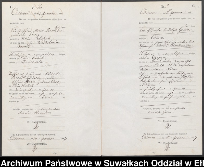 image.from.unit.number "Sterbe-Neben-Register des Preussischen Standes-Amtes [Orlowen] Kreis [Loetzen] für das Jahr 1887"