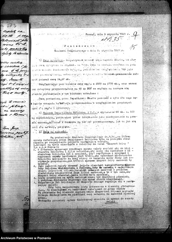 Obraz 19 z jednostki "Sprawy szczegółowo-administracyjne Ministerstwo Rolnictwa sprzedaż sadzonek"