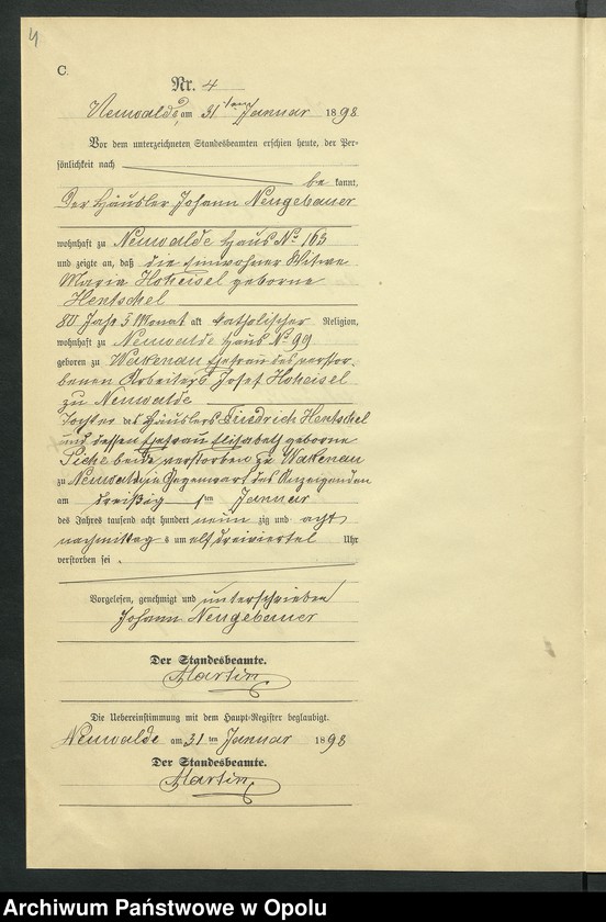Obraz 8 z jednostki "Sterbe-Neben-Register des Standesamts Altewalde pro 1898"