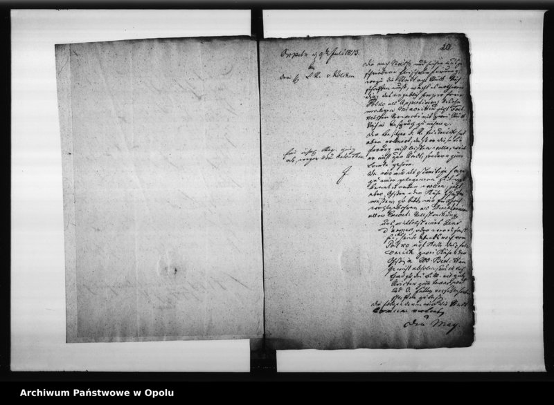 Obraz 20 z jednostki "Acta des Magistrats zu Oppeln ueber die Frage ob die ehemalige Minoritten Innsel Polko zum Lande oder zum städtischen Verbande gehören? 1813"