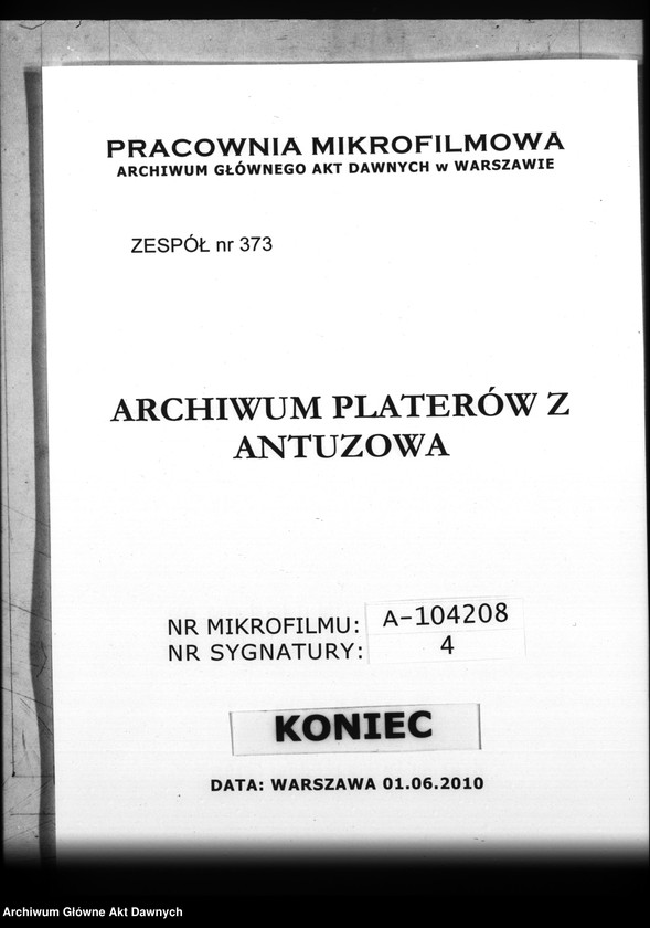 Obraz z zespołu "Archiwum Platerów z Antuzowa"