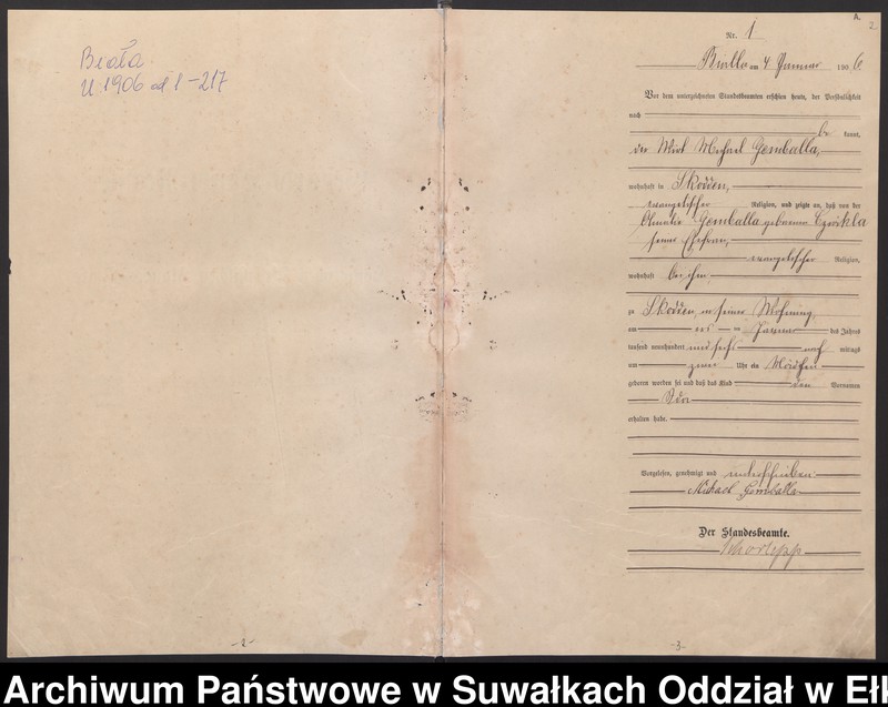 image.from.unit.number "Geburts-Haupt-Register des Königlichen Preussischen Standes-Amtes Bialla Kreis Johannisburg"