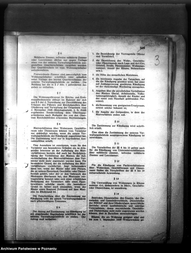 Obraz 6 z jednostki "Anordnung und Erlasse über Wohnung und Mietpolitik im Reichsgau Wartheland"