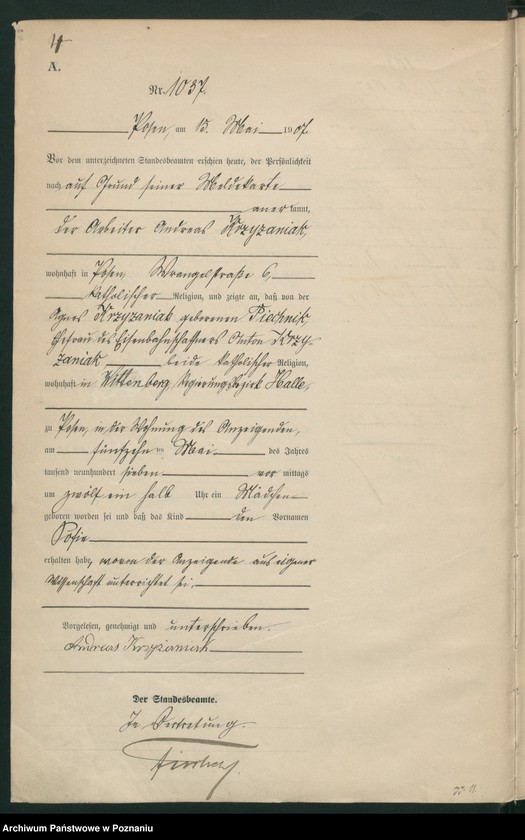 Obraz 6 z jednostki "Księga miejscowa urodzeń tom III [Rejestr główny urodzeń]"