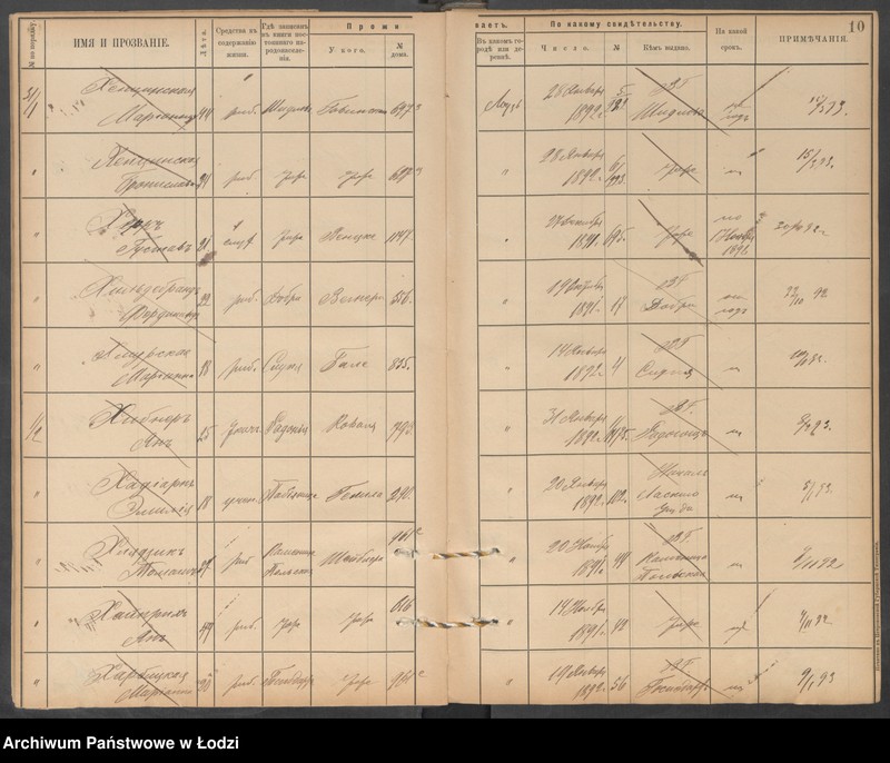 Obraz 12 z jednostki "[Księga ludności niestałej m. Łodzi lit. Ch]"