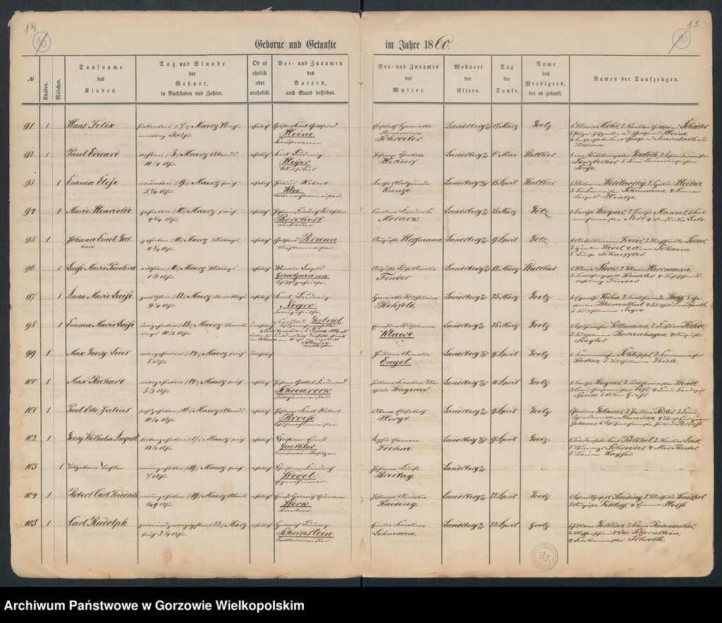 image.from.unit.number "Duplikate der Hauptkirche zu Landsberg an der Warthe (zawiera też księgę zgonów Konkordien Kirche z 1860 r.)"