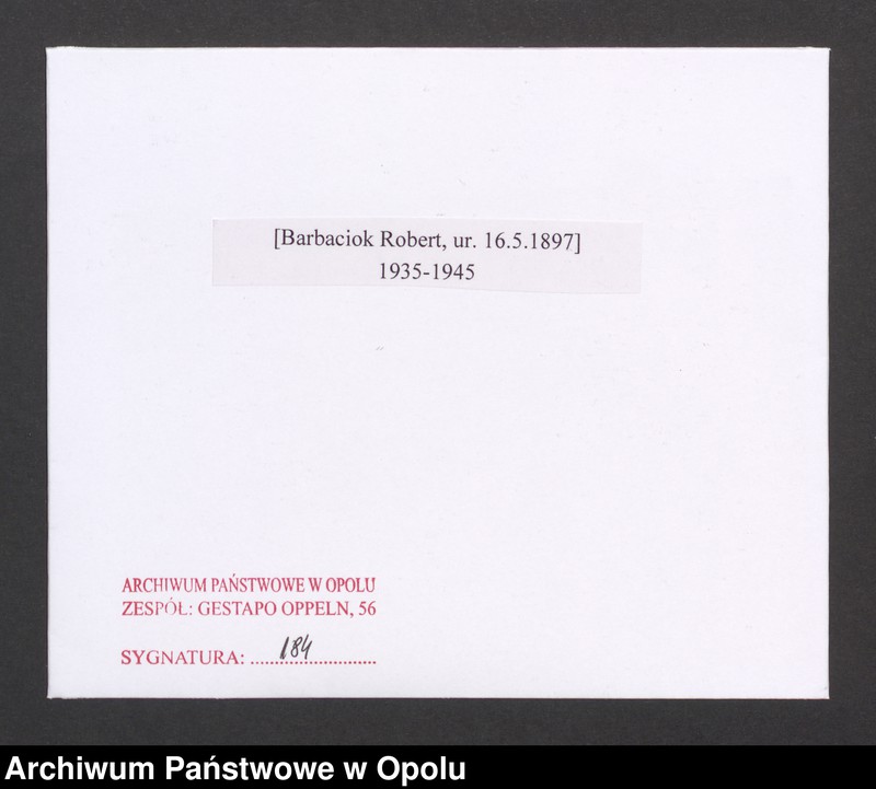 Obraz 2 z jednostki "[Barbaciok Robert, ur. 16.5.1897]"