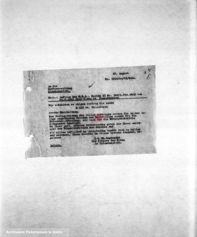 Obraz 9 z jednostki "Arbeitsressort M-P [Niemieckie zamówienia skierowane do resortów pracy, produkcja, zapotrzebowania materiałów do produkcji]"