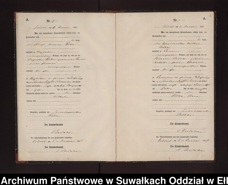 Obraz 6 z jednostki "Geburts-Neben-Register des Preussischen Standes-Amtes Neuhoff Kreis Loetzen"