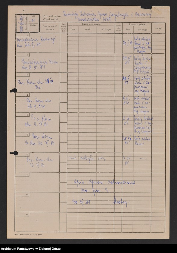 image.from.unit.number "Protokóły z posiedzeń Komisji Zdrowia, Spraw Socjalnych i Ochrony Środowiska Wojewódzkiej Rady Narodowej w Zielonej Górze"