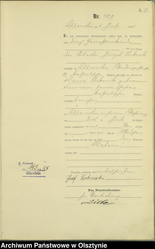 image.from.unit.number "Geburts-Haupt-Register Tom II,Nr 397 - 767"