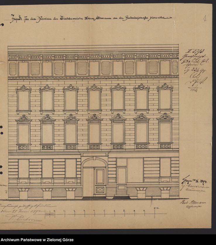 Obraz 7 z jednostki "Bahnhofstrasse. Facade für den Neubau. Tischlermeister Altmann."