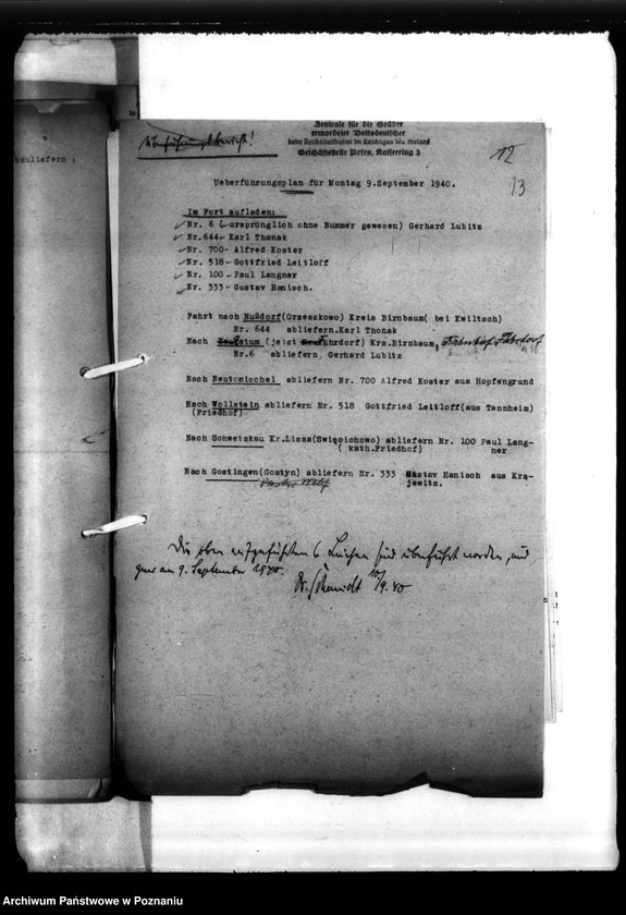 Obraz 17 z jednostki "Überführungspläne. Schriftwechsel betr. Überführungen. Band II"