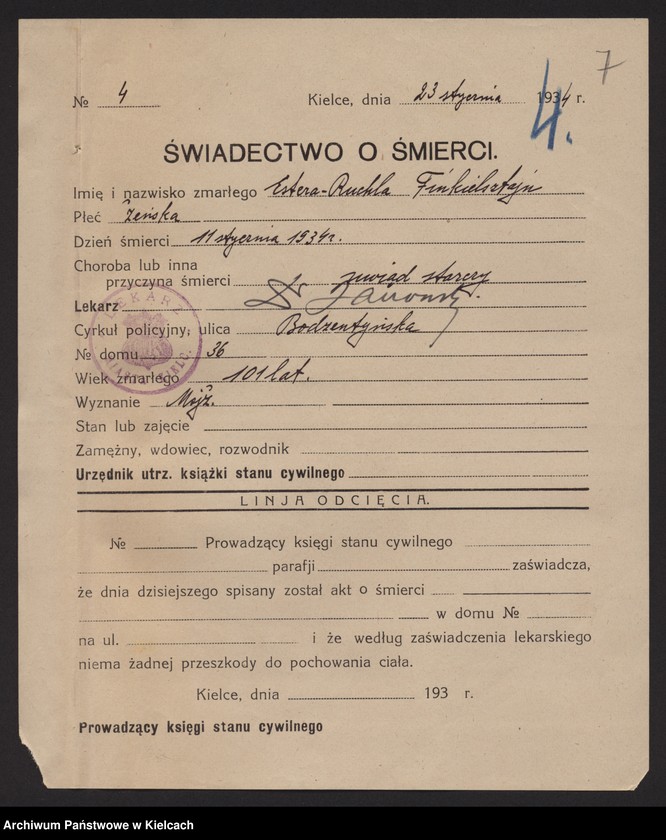 image.from.unit.number "Załączniki do akt zgonu Okręgu Bożniczego Kielce za rok 1934"