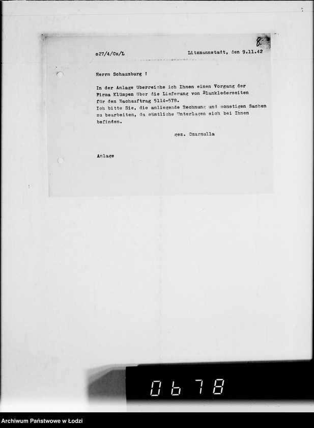 Obraz 12 z jednostki "Herrn Schaumberg.[Korespondencja wewnętrzna w sprawach realizacji zamówień, dostaw towarów i maszyn]"