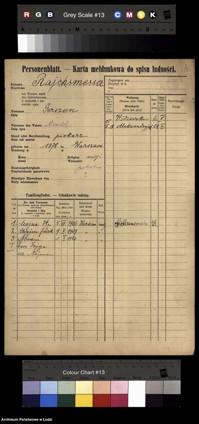 Obraz 3 z jednostki "[Spis ludności Łodzi] Rajssmesser-Rakowienko"