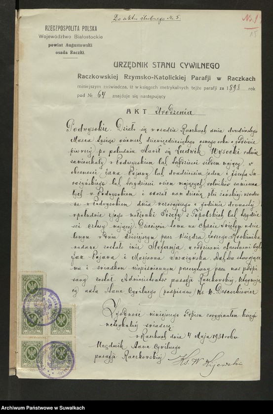 Obraz 17 z jednostki "Aneksy do aktów ślubnych parafji Podżyliny za 1931 rok"