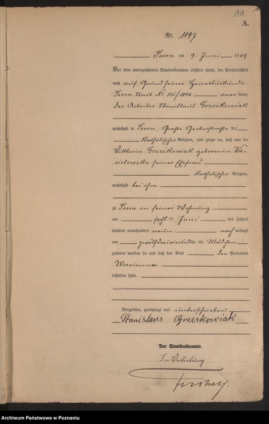 Obraz 13 z jednostki "Księga miejscowa urodzeń tom III [Rejestr główny urodzeń]"