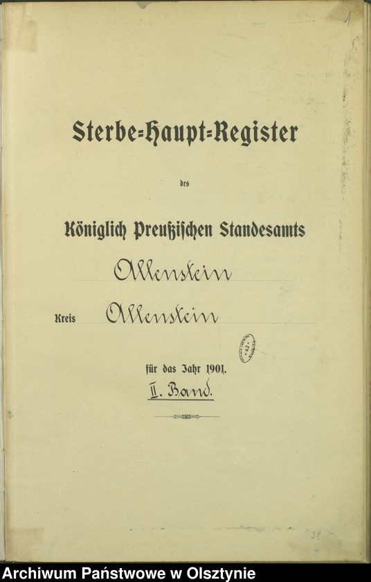 image.from.unit.number "Sterbe-Haupt-Register Tom II,Nr 400 - 542"