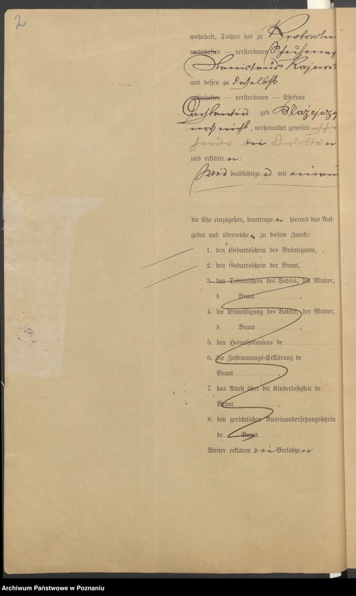 Obraz 4 z jednostki "Die von den Verlobten beigebrachten Urkunden zur Eheschliessung pro 1900"