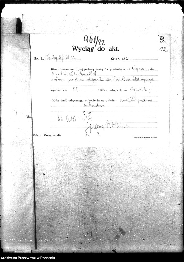 Obraz 16 z jednostki "Opcje, sprawy kolonizacyjne, przewłaszczenia, eksmisje kolonistów [organizacyjne i parcelacyjne]"