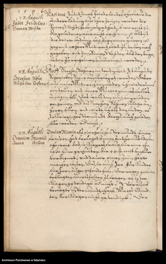 image.from.unit.number "Bürgermeisterliches Ambtbuch H. Johan von der Linden Praesidirenden Bürgermeisters […] vom [21.VIII.-31.XII.1596] Das ander No. 5 /indeks/"