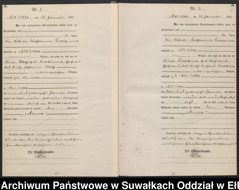 image.from.unit.number "Geburts-Haupt-Register des Königlichen Preussischen Standes-Amtes Alt Ukta Kreis Sensburg"