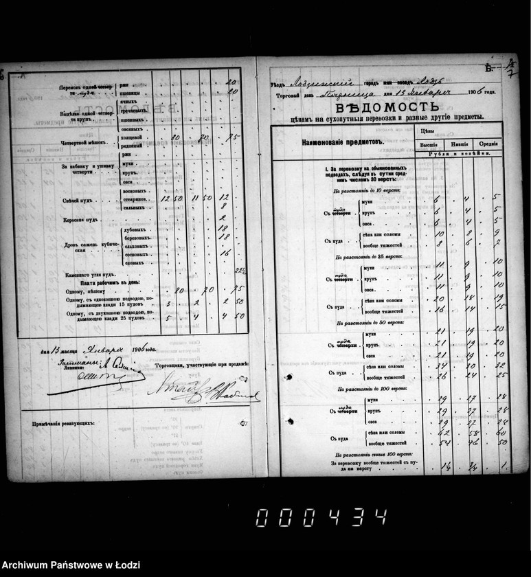 Obraz 8 z jednostki "Fora´lnaja kniga dlja zapisyvanija torgovych cen na proviant i furaž v gorode Lodzi s 1 janvarja 1906 goda po 1 janvarja 1912 goda"