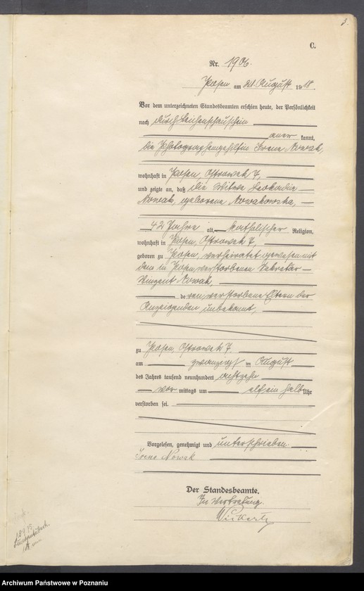 Obraz 5 z jednostki "Księga miejscowa zgonów tom V [Rejestr główny zgonów]"